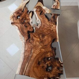 שולחן סלון מעץ סיסם הודי עם שילוב אפוקסי